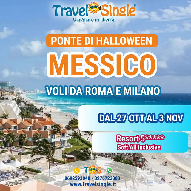 TravelSingle: Ponte di Halloween in Messico, dal 27 ottobre al 3 novembre, voli da Roma e Milano, resort 5 stelle Soft All Inclusive